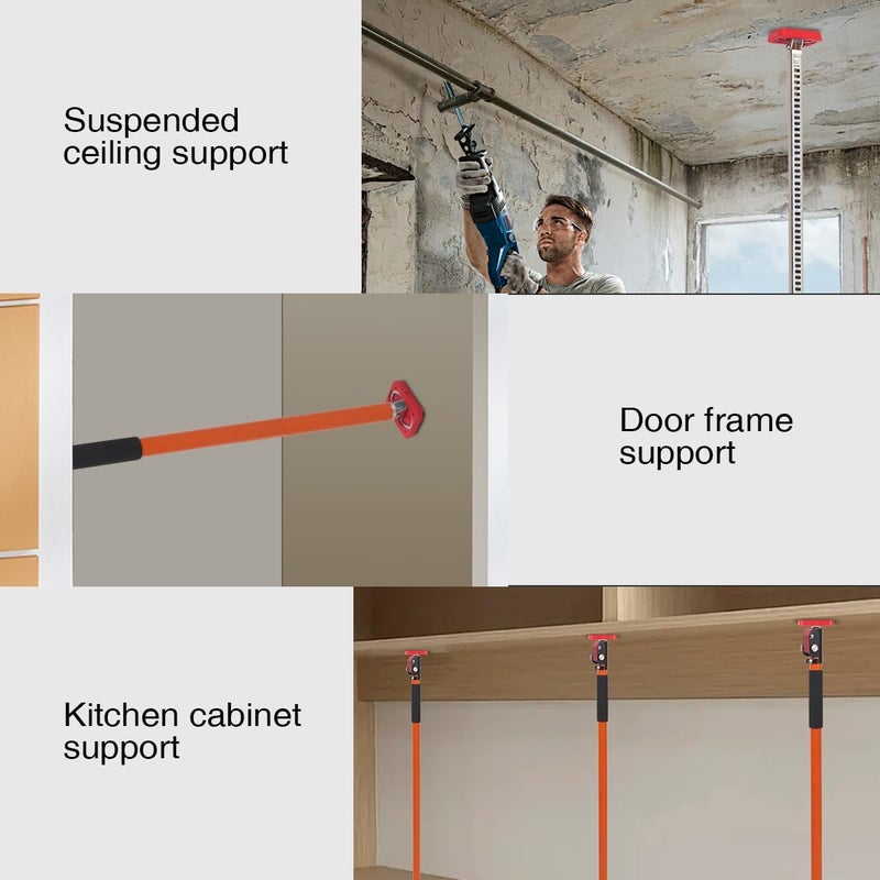 MOETER Adjustable Support Pole, Quick Telescopic Support Rod, Third Hand Tool Supports up to 154 lbs Construction Tools for Ceiling, Cabinet Jacks, Cargo Bars Drywalls (2Pack 35~63INCH) - Image 5